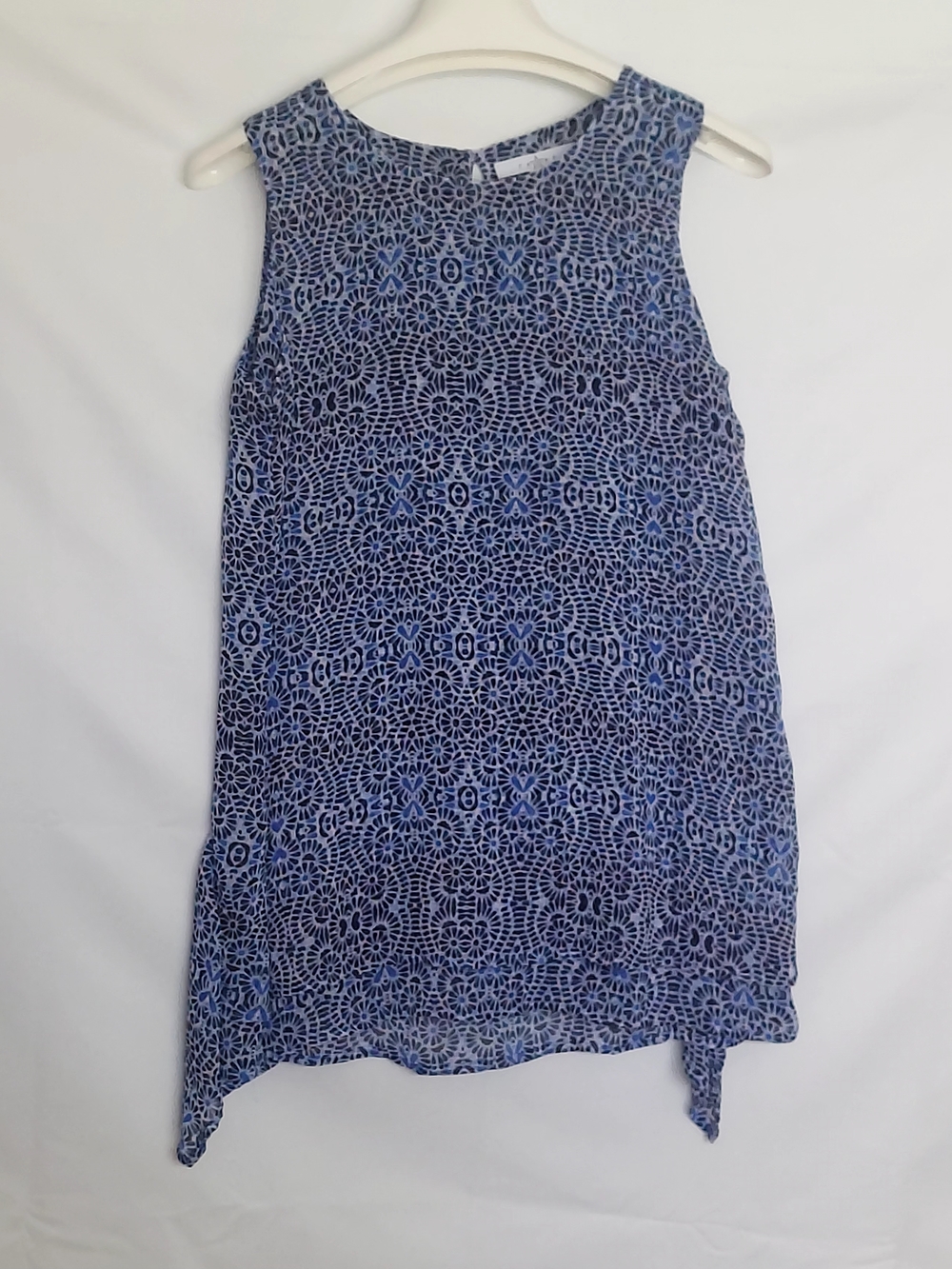 Fever Blue and White Sleeveless Patterned Tunic